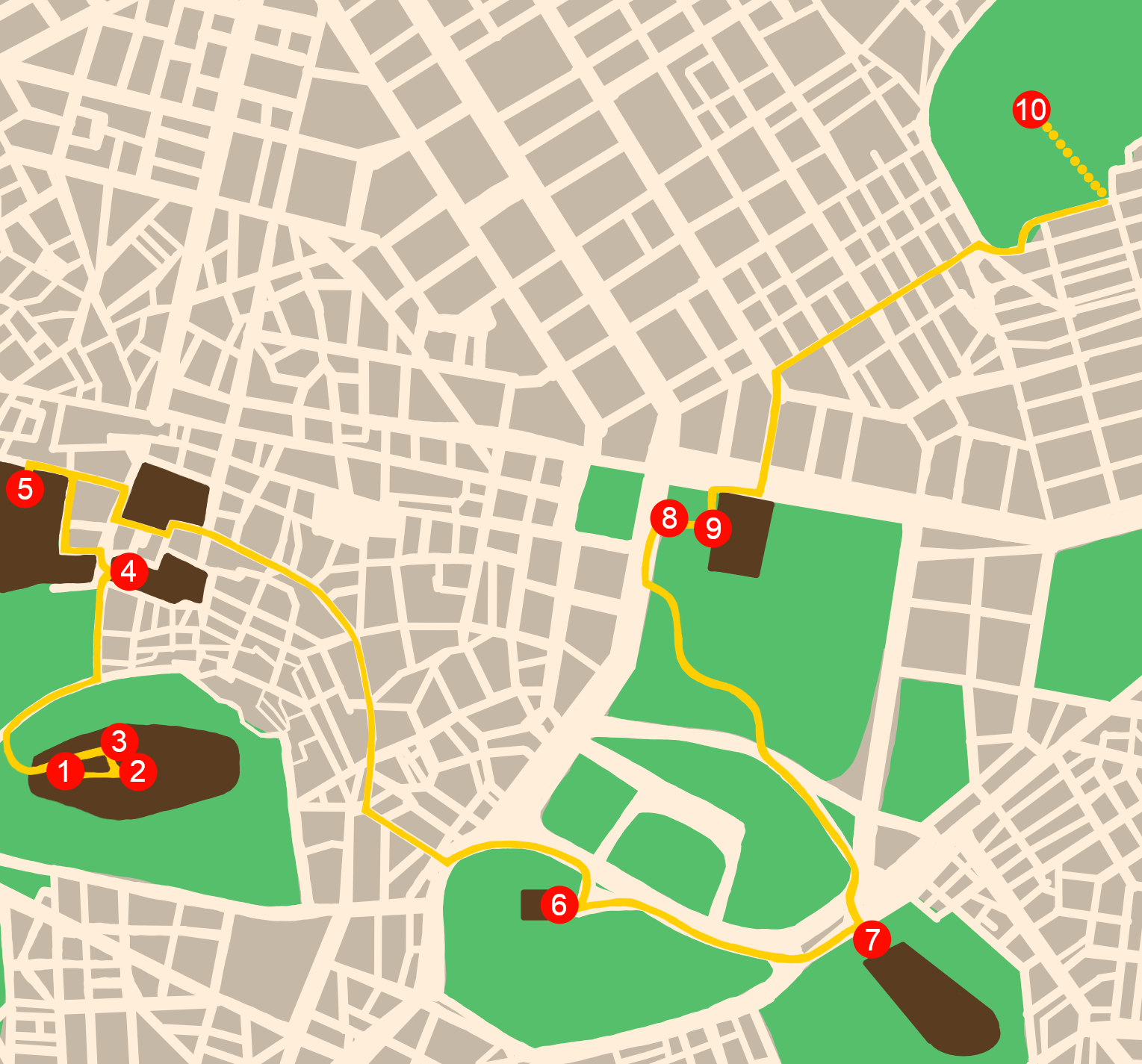 Mapa de tu ruta por Atenas